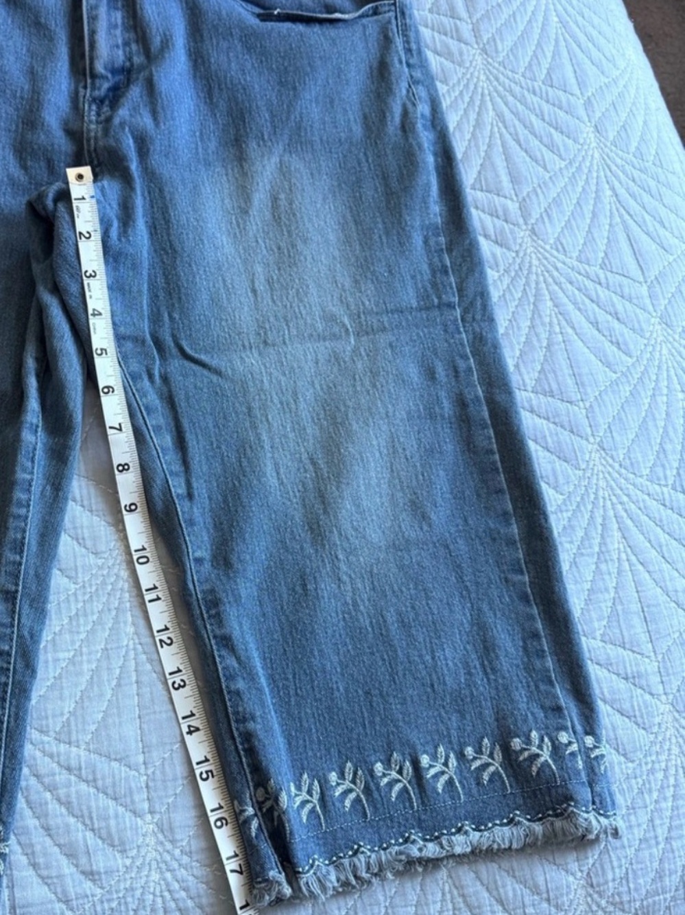 Women’s Blue Embroidered Hem Jeans
